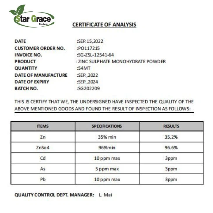 Zinc Sulphate Monohydrate